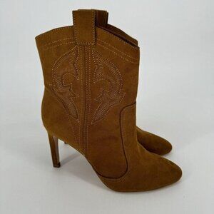BCBGeneration Sara Western Boots Chestnut‎ Suede Stiletto Ankle Booties Size 5.5